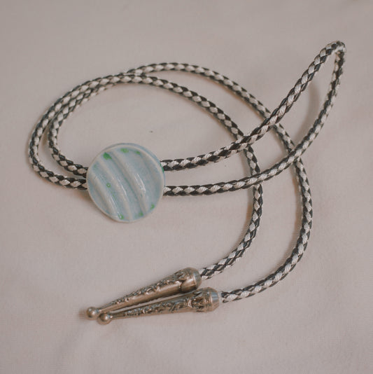131 Hand-thrown Ceramic Bolo Tie - “Cowgirl Blues”