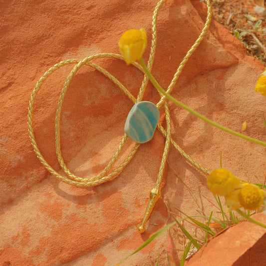 209 Hand-thrown Ceramic Bolo Tie - “Blue Stillwater”