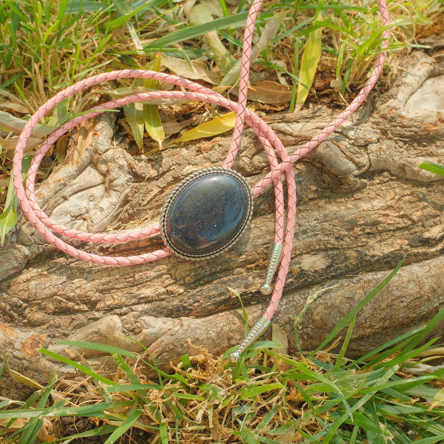 420 Purple Goldstone Bolo Tie - “Disco Stardust”