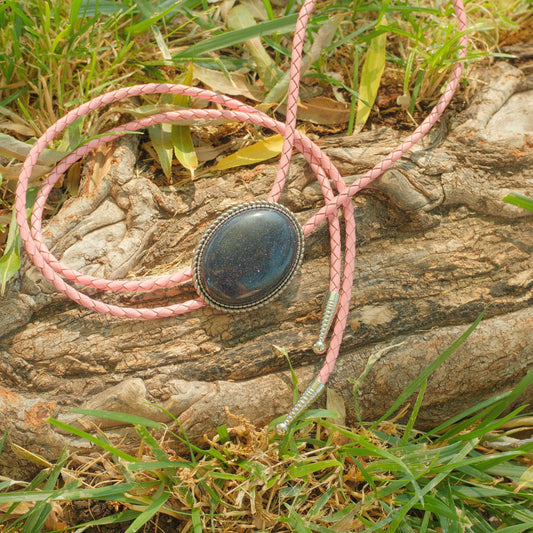 420 Purple Goldstone Bolo Tie - “Disco Stardust”