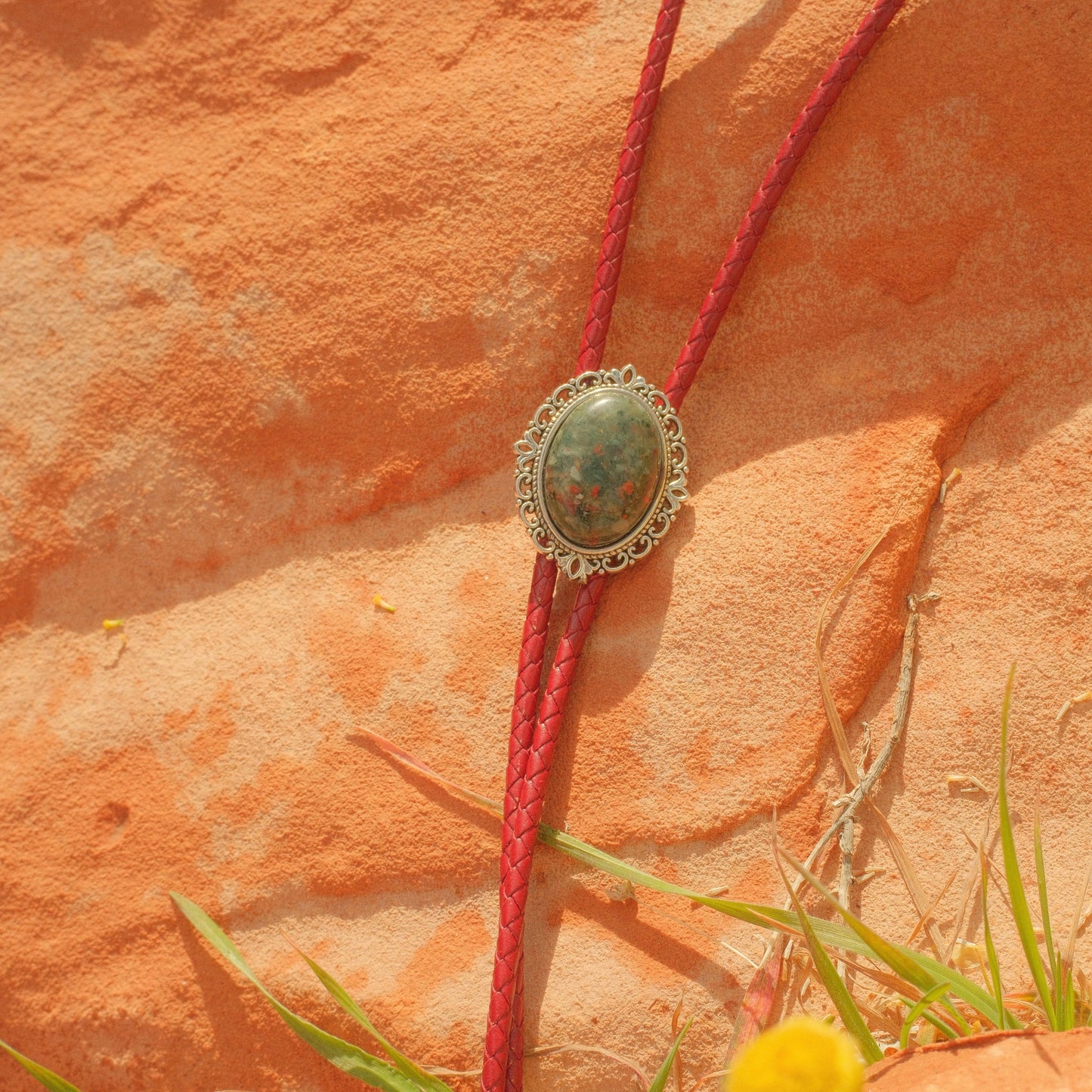 165 Dragon Blood Jasper Bolo Tie - “Blood Vein”