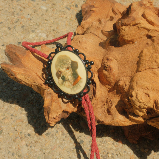 268 Vintage Dog Cabochon Bolo Tie -“Gravel & Grace”