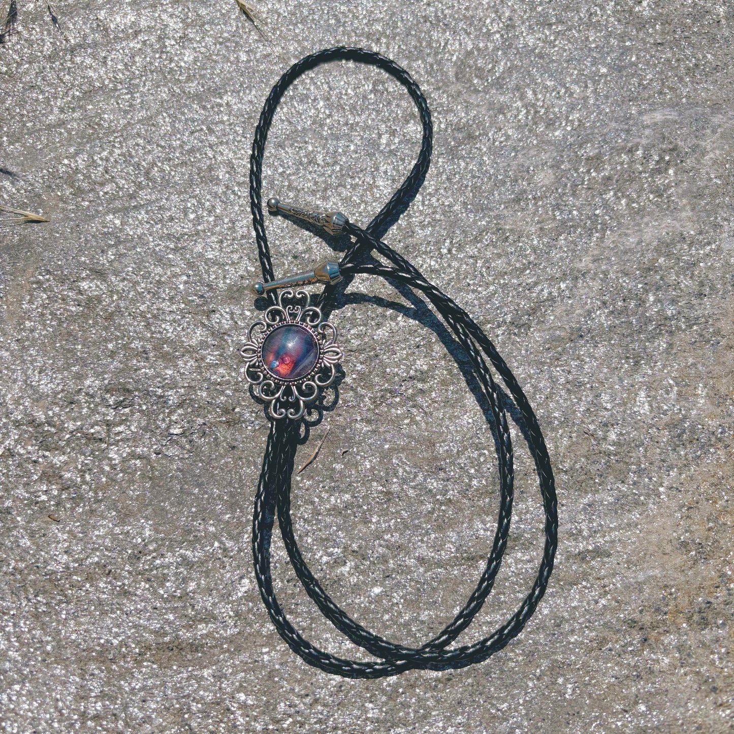 Rainbow Fluorite Bolo Tie - “Agua Verde”