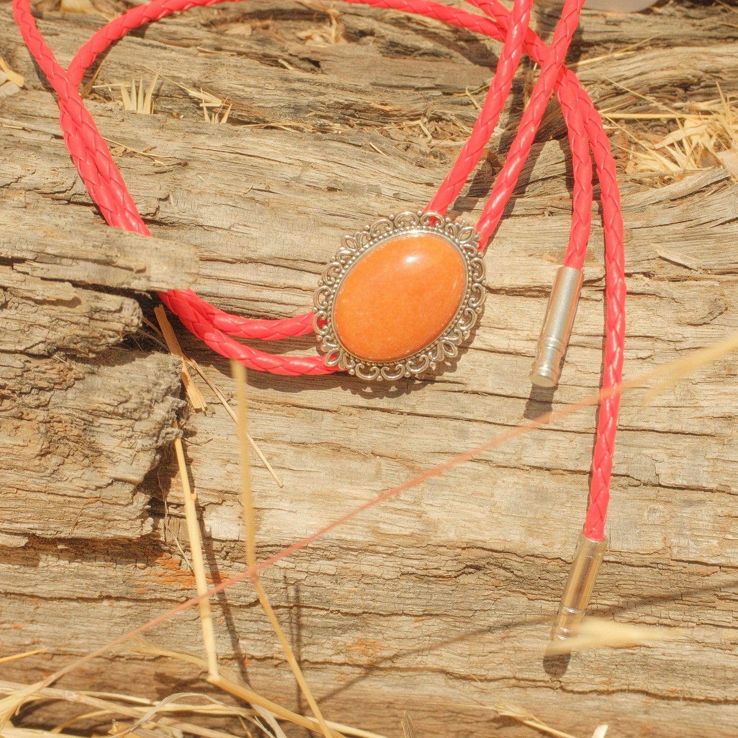 369 Orange Aventurine Bolo Tie - “Honey Halo”