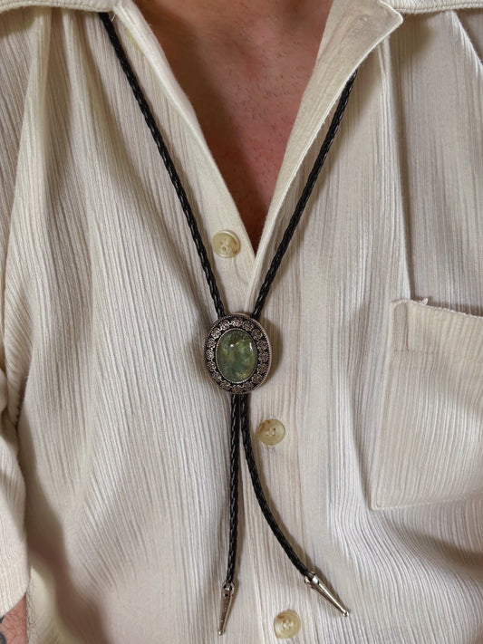 Green Fluorite Bolo Tie - “Tombstone Gentleman”