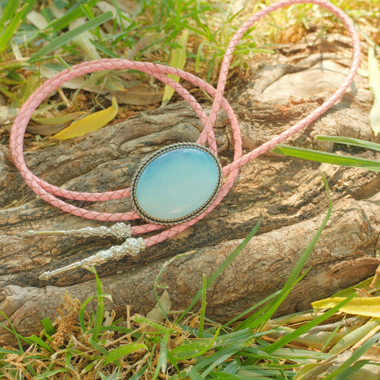 424 Opalite Bolo Tie - “Ghostlight Sweetheart”