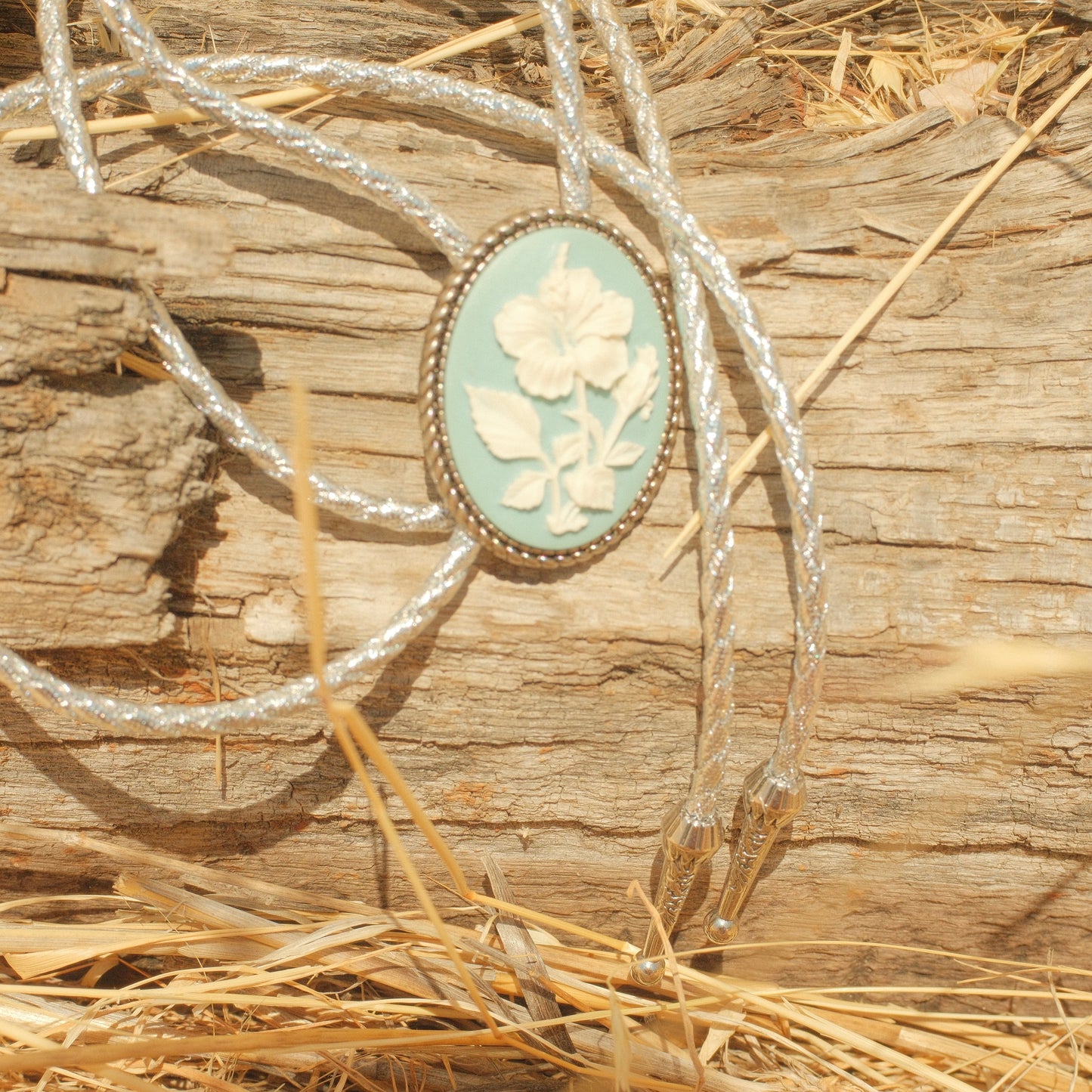 380 1940’s Cameo Bolo Tie - “Painted Tropics”