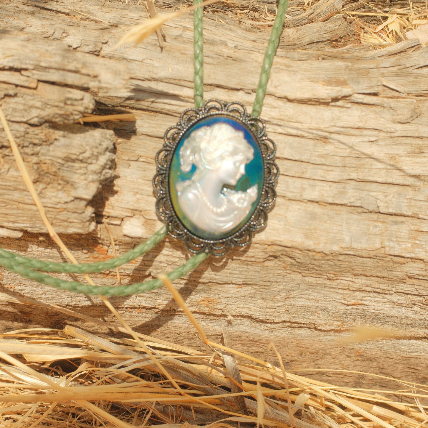 393 Iridescent Cameo Bolo Tie - “Miss Behavin’”