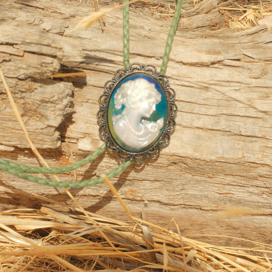 393 Iridescent Cameo Bolo Tie - “Miss Behavin’”
