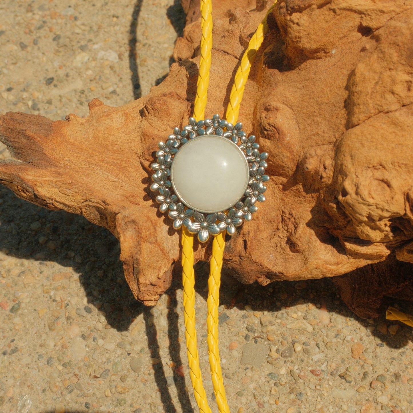 297 White Quartz Bolo Tie - “Desert Dove”