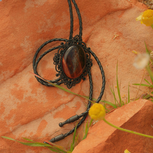 216 Tiger’s Eye Bolo Tie - “Midnight Claw”