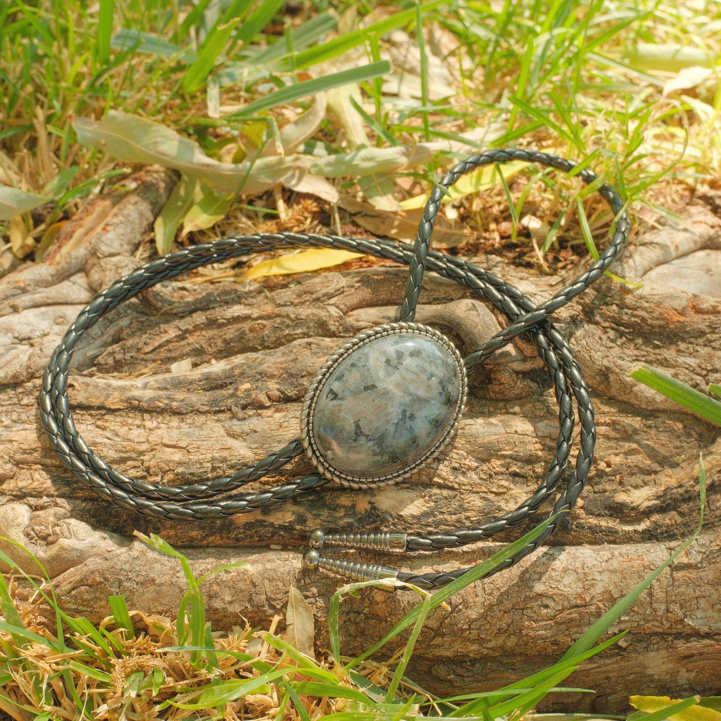 409 Larvikite Bolo Tie - “Midnight Prospect”