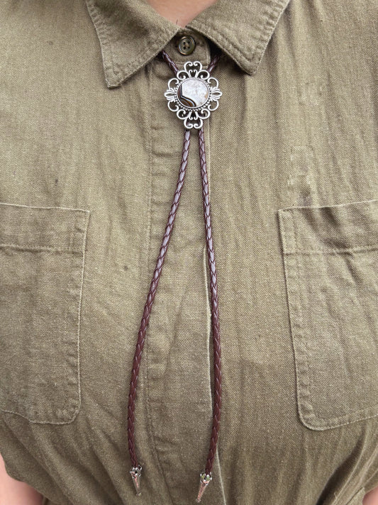 Black Banded Agate Bolo Tie - “The Watcher”