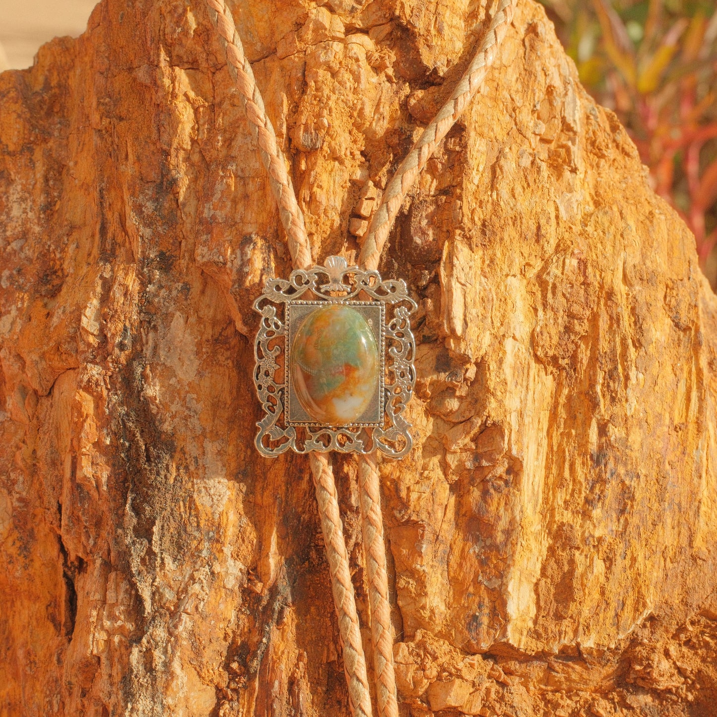 229 Moss Agate Bolo Tie - “Field Frame”