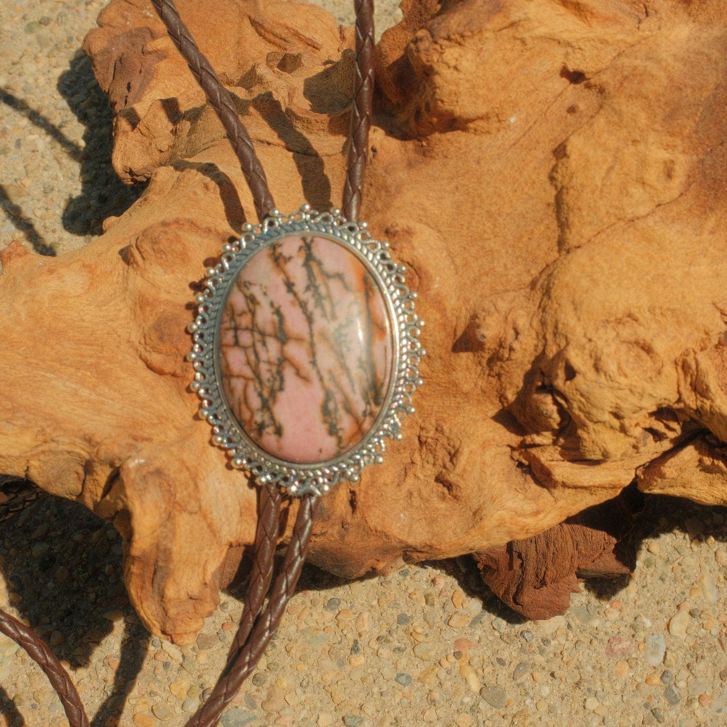 311 Rhodonite Bolo Tie - “Graveyard Waltz”