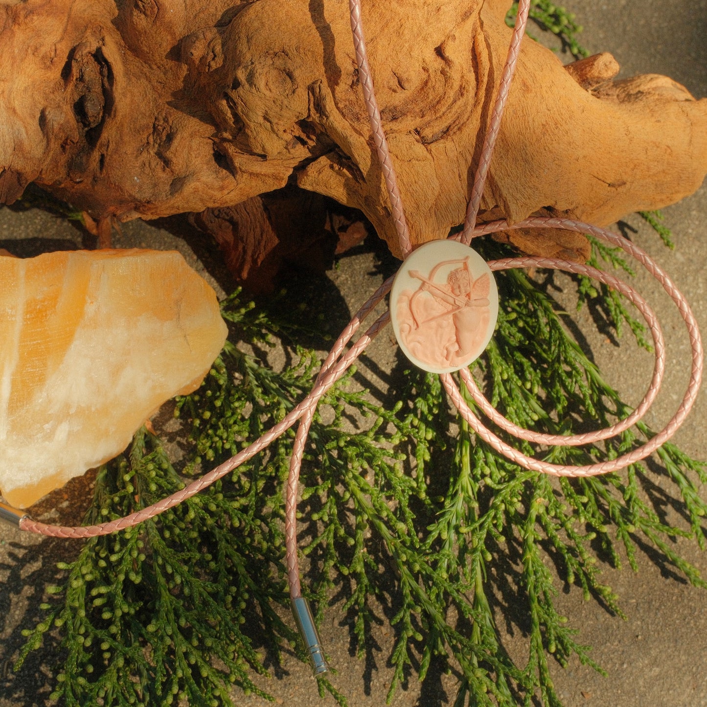 150 Vintage 1940’s Cameo Bolo Tie - “Heaven’s Blush”