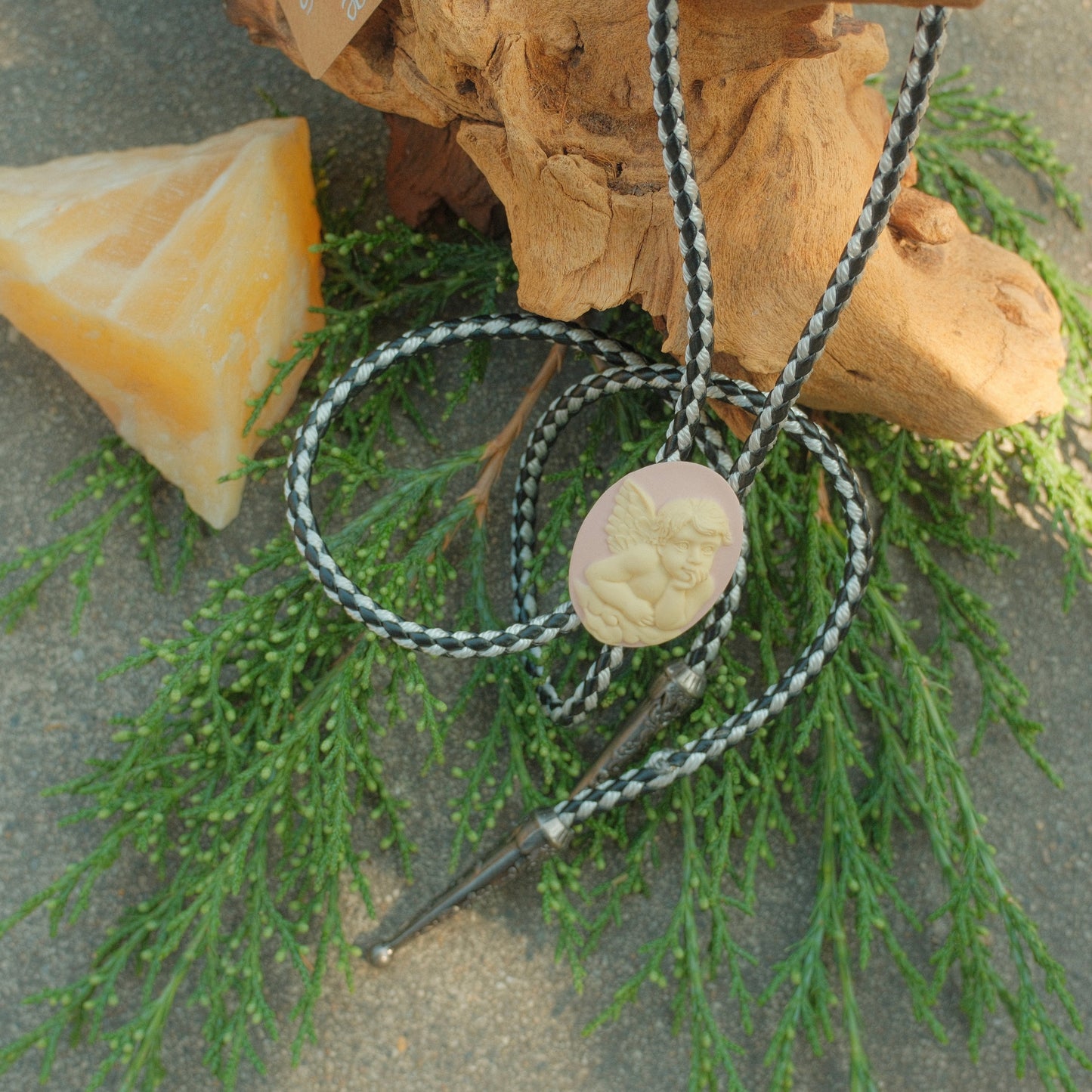 130 Vintage 1940s Cameo Bolo Tie - “Celestial Darling”