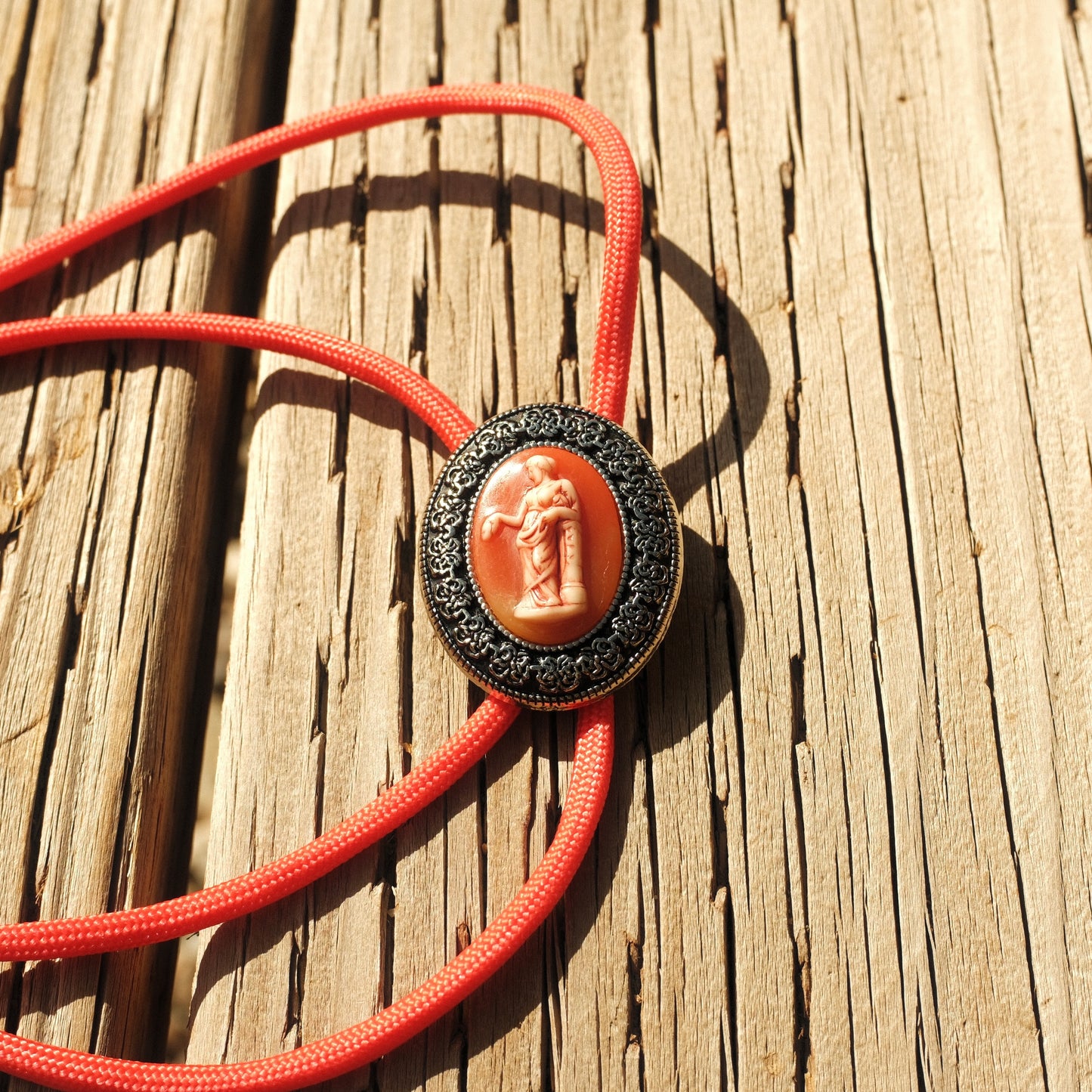 59 Vintage Cameo Bolo Tie - “Desert Blush”