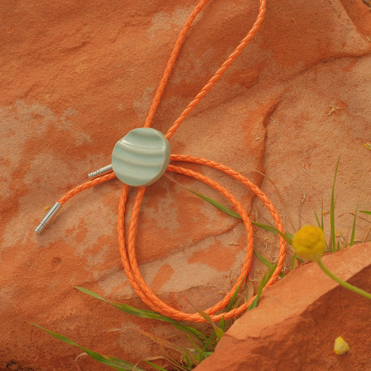 215 Hand-thrown Ceramic Bolo Tie - “Blue Mesa”