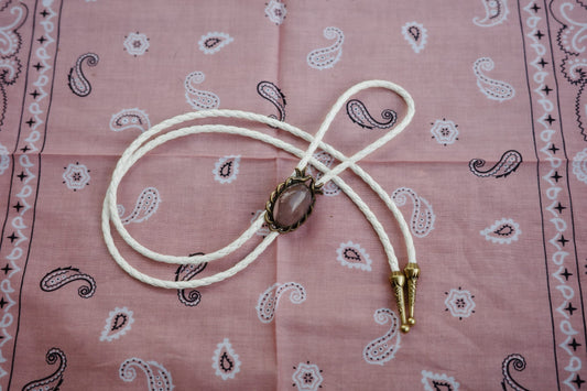 67 Rose Quartz Bolo Tie - “Rose Spurs”