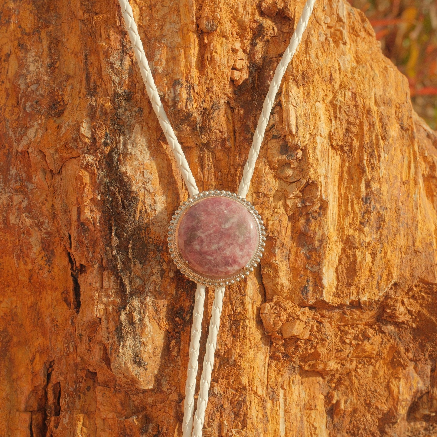 227 Lepidolite Bolo Tie - “Moon Ledger”