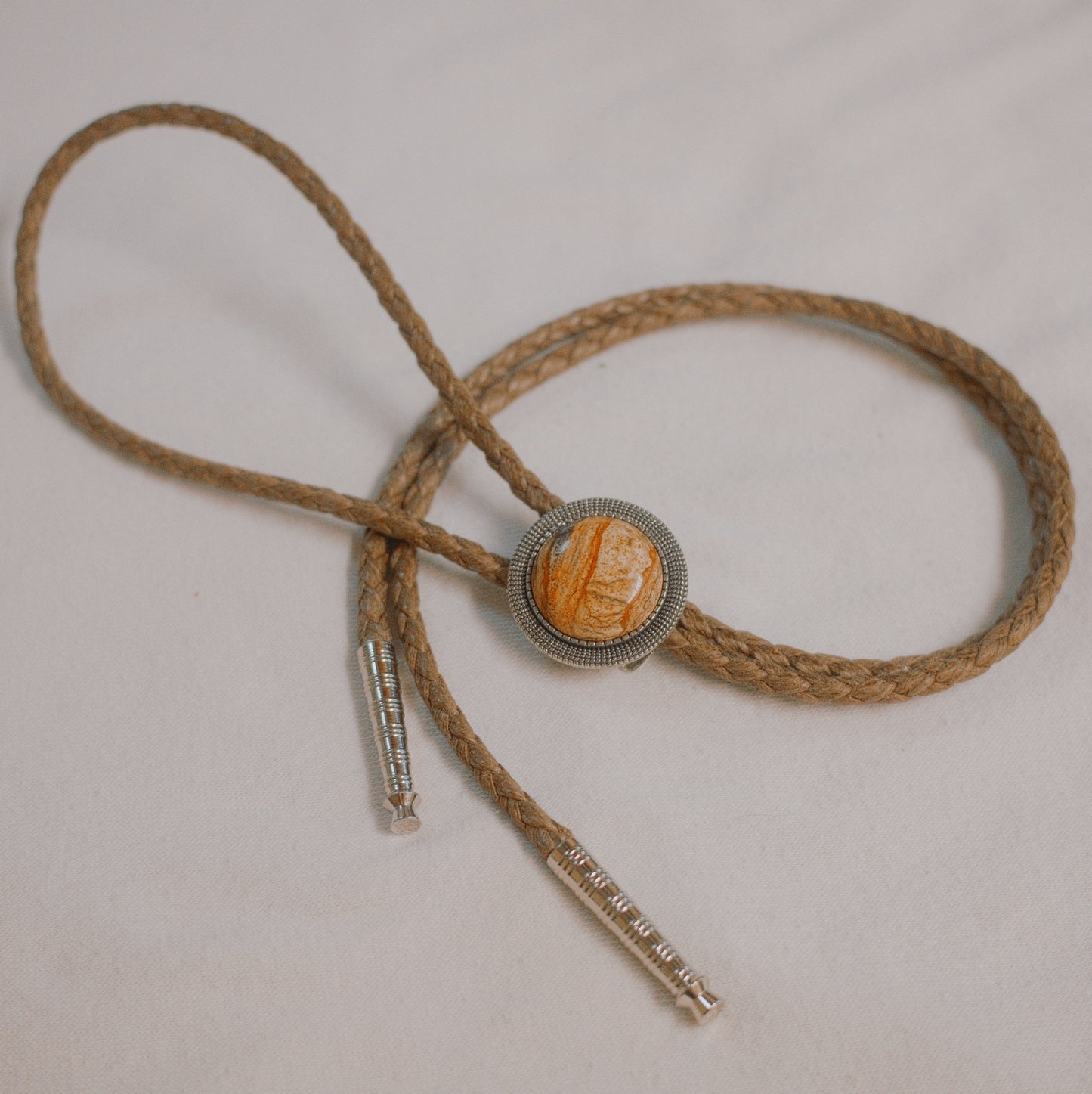 135 Crazy Lace Agate Bolo Tie - “Sun Pit”