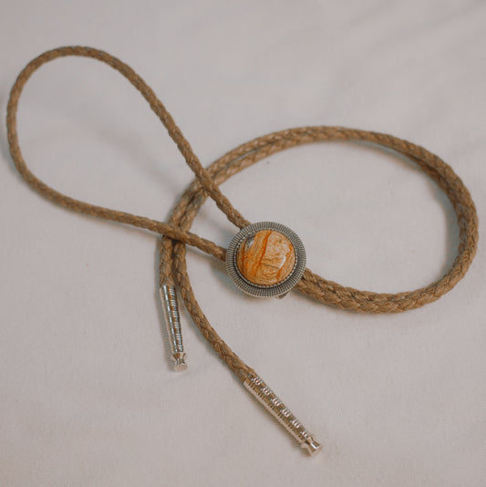 135 Crazy Lace Agate Bolo Tie - “Sun Pit”