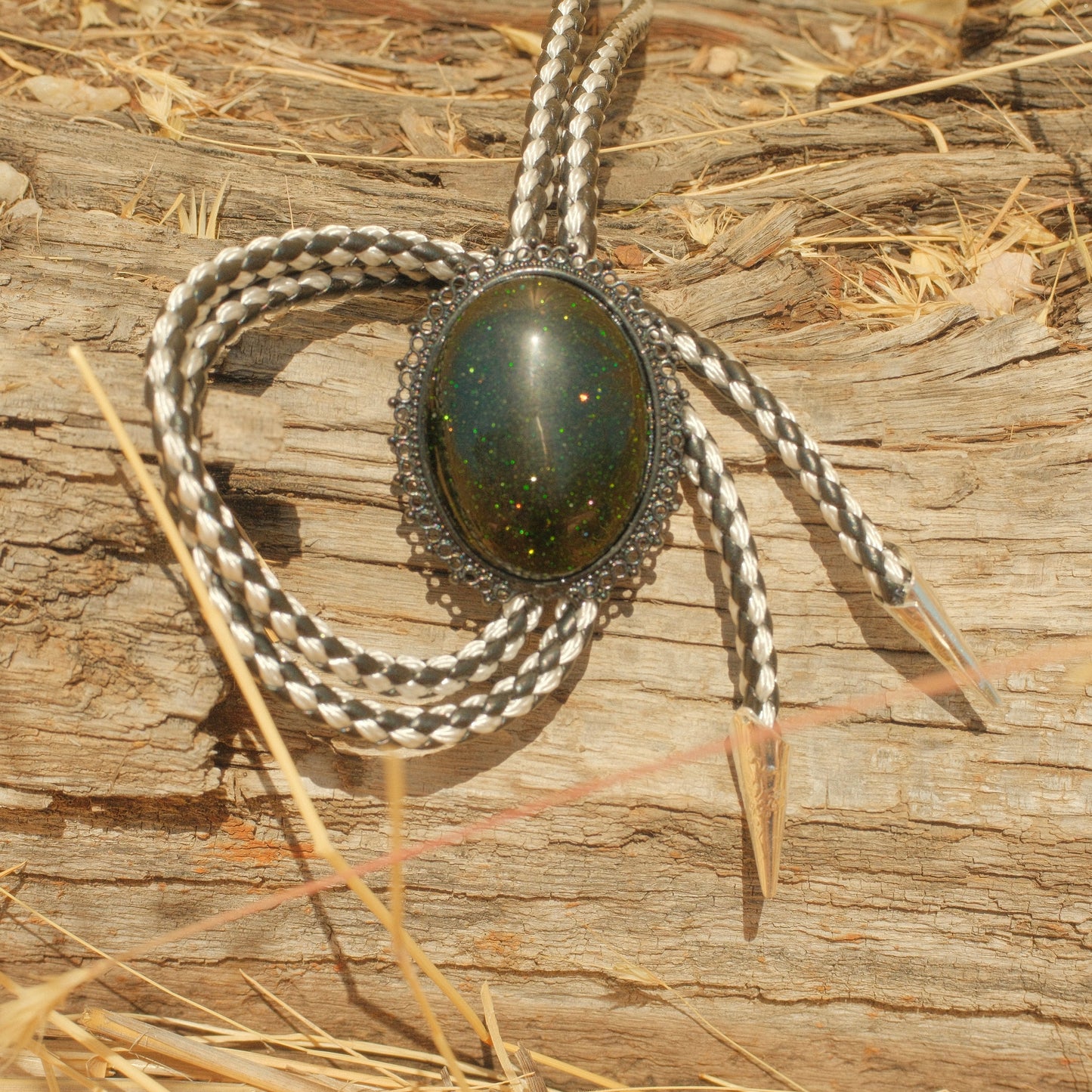 374 Green Goldstone Bolo Tie - “Lucky Strike”