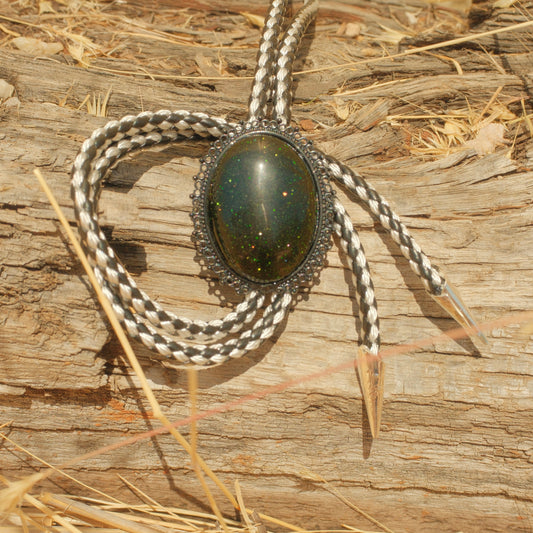 374 Green Goldstone Bolo Tie - “Lucky Strike”