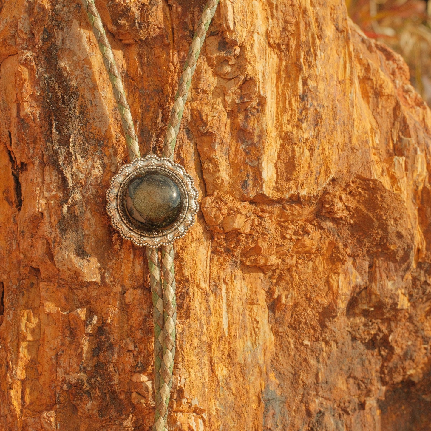 180 Golden Obsidian Bolo Tie - “Shadow Lands”