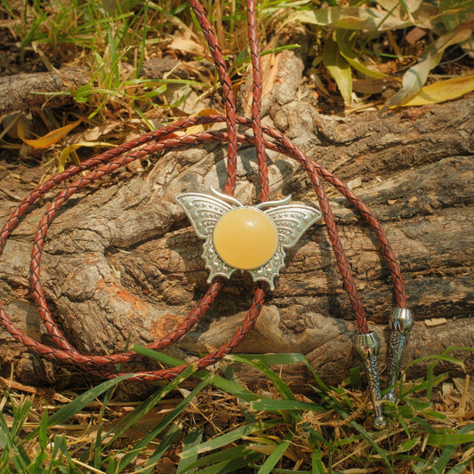 434 Yellow Calcite Bolo Tie - “Buttercup Bandit”