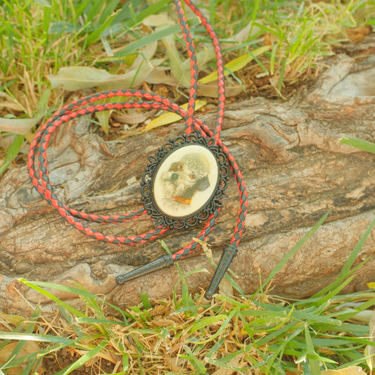 453 Vintage Dog Cameo Bolo Tie - “Hellhound Sweetheart”