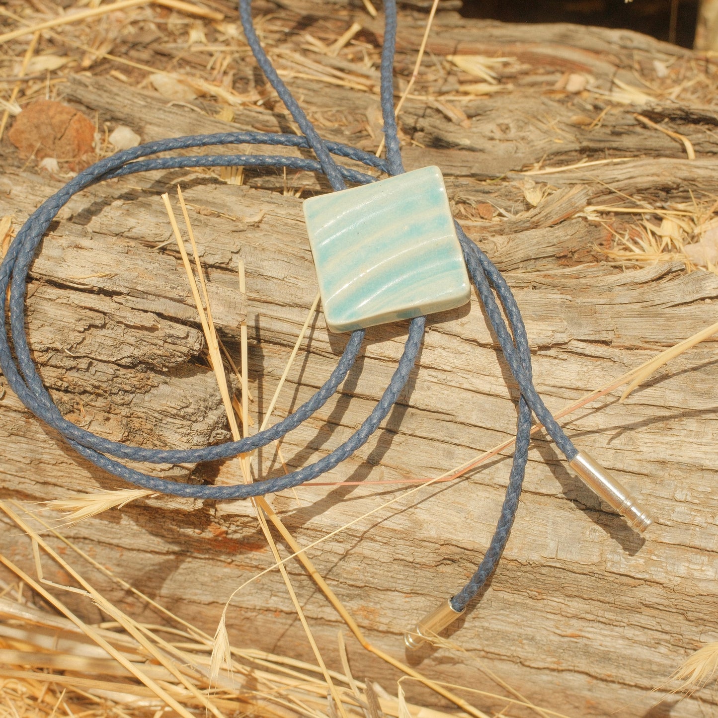 396 Hand-thrown Ceramic Bolo Tie - “Bluebird Special”