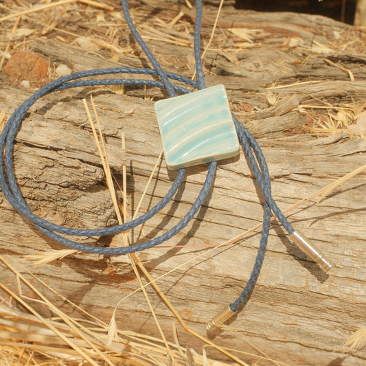 396 Hand-thrown Ceramic Bolo Tie - “Bluebird Special”