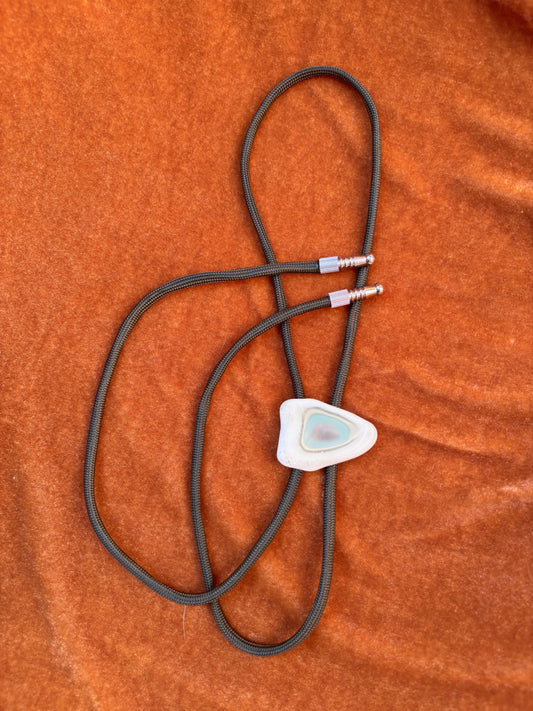 Jasper Slice Bolo Tie - “White Noise”