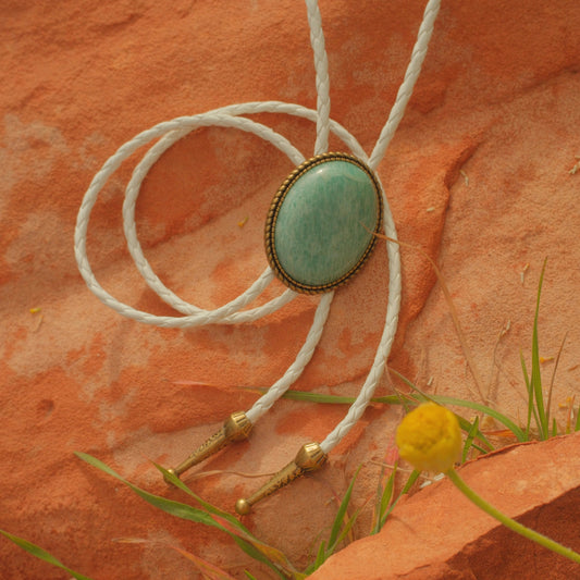 217 Amazonite Bolo Tie - “Juniper Brass”