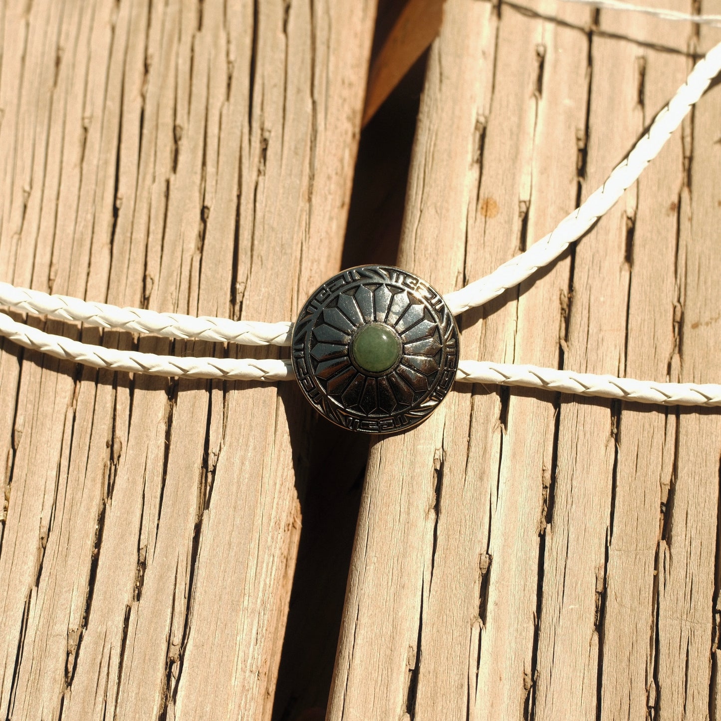 07 Green Fluorite Bolo Tie - “Dustland Fairytale”