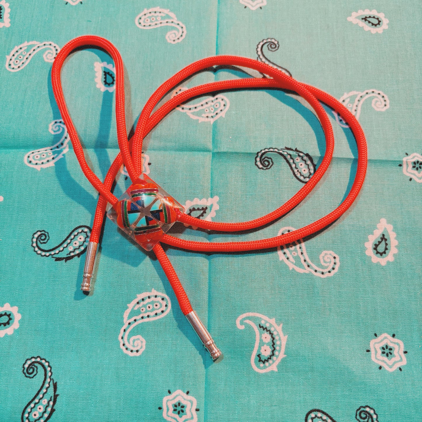 56 Resin Bolo Tie - “Southwest Hearts”