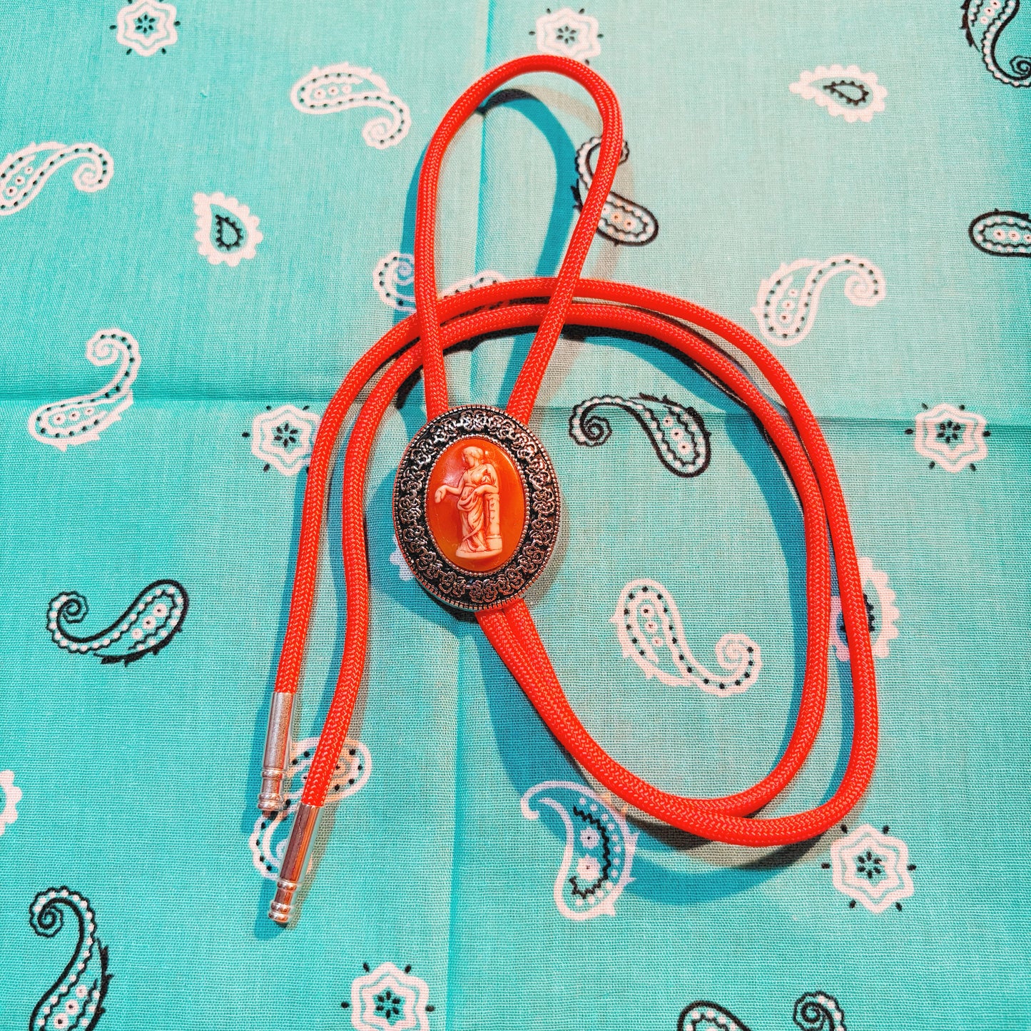 59 Vintage Cameo Bolo Tie - “Desert Blush”
