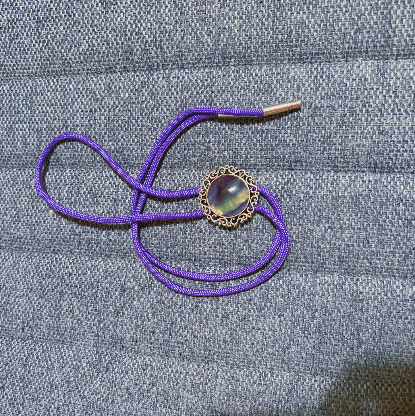 116 Rainbow Fluorite Bolo Tie - “Comet Skies”