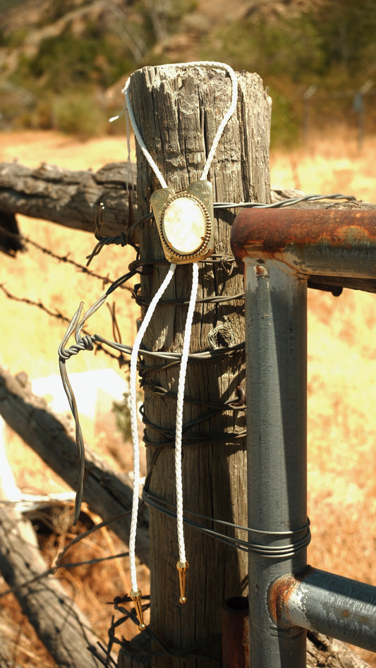 107 Clear Quartz Bolo Tie - “Pale Heat”