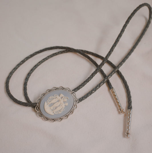 125 Vintage 1940s Cameo Bolo Tie - “Blue Belle Revue”